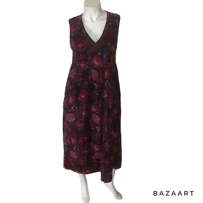 Laura Ashley Dress Womens 10 Vintage Corduroy Jumper Red Floral Great Britain • £61.53