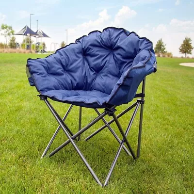 MacSports C932S-130 Blue Padded Cushion Outdoor Folding Lounge Patio Club Chair • $75