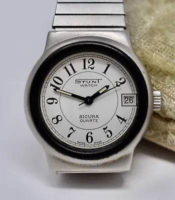 Vintage 1980s Sicura Breitling Stunt Mens Swiss Quartz Wristwatch Mod. 8500 • $85