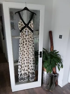 BNWT Yumi Maxi Dress Stretch Butterfly Lined Small Boho Beautiful (T) • £18