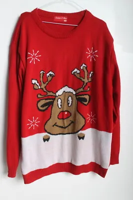 £3.99 • Buy Mens Novelty Knitted Christmas Jumper - Red - Size 2XL XXL (v-p8)