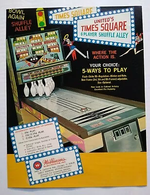 Times Square Arcade FLYER Original 1971 NOS Shuffle Alley Game Art Bowling • $22.95