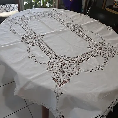 Vintage Battenburg Lace Tablecloth  + 6 Napkins - 1.6m • $44.95