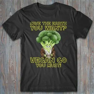 Vegan T-shirt SAVE THE EARTH YOU WANT? Jedi Parody Vegetarian Gift • $20.72