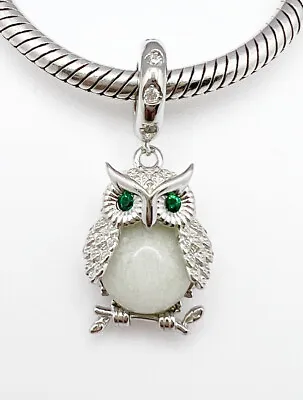 💖 Glow In The Dark Owl Dangle Charm Bird Animal Genuine 925 Sterling Silver 💖 • £19.95