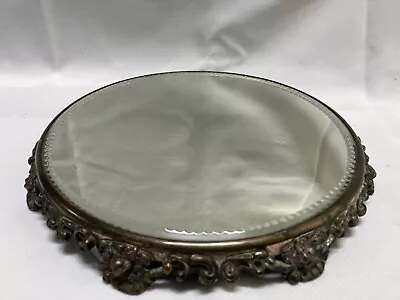 Vintage Footed Ornate Brass Mirror Vanity Tray 10 Inch • $69.99