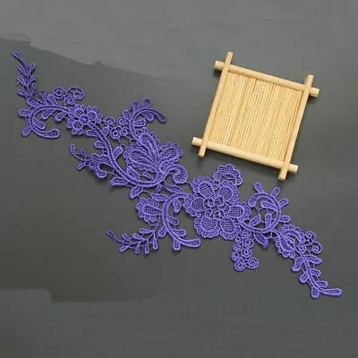 1 Pair Flower Venise Lace Trims Applique DIY Wedding Sewing Embroidery Craft • $4.15