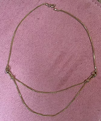 Double Stand Tiered Box Chain 14 Kt Yellow Gold Necklace • $350