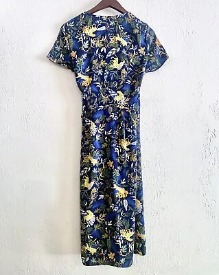 J.Crew Women’s Wrap Jungle Animal Print Midi Dress Size 2 Small Leopard Blue • $18