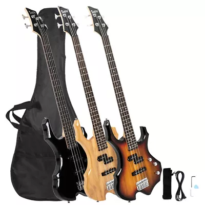 45  Glarry Basswood Burning Fire Electric Bass Guitar 4 Strings With Bag Strap • $59.99