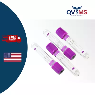 Vacuum Blood Collection Tube K2 EDTA Additive 13x75mm 4mL Purple/Lavender 200pcs • $74.99