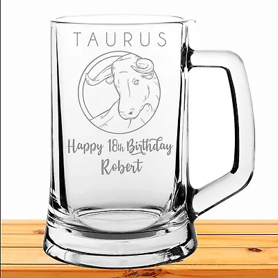 Personalised Engraved Tankard Glass Gift Birthday Present 18th 30th 40th 50th • £14.98