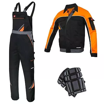 £21.99 • Buy Bib And Brace Dungaree Overalls Work Trousers Bib Pants + JACKET (ProfOrange)