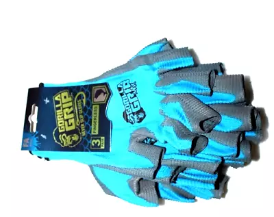 Gorilla Grip Fingerless Gloves Never Slip 3 Pair One Size Fits All Fishing Blue • $13.95