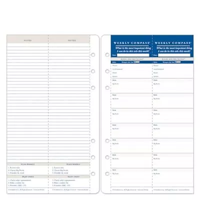 Franklin Covey Weekly Compass Cards Important Reminders And Extra Pocket Size • $39.48