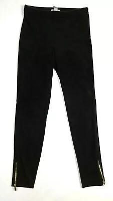H&M Women's Pants Sz 4 Black Stretch Zipper Ankles Faux Suede • $23.99