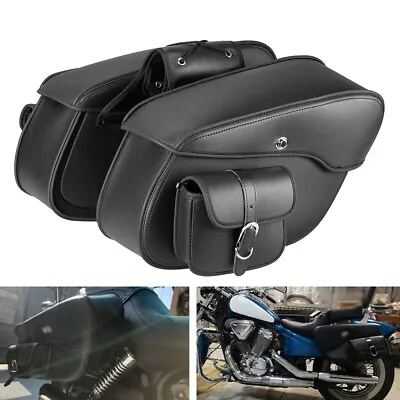 Black Motorcycle Side Saddle Bags Luggage For Kawasaki Vulcan VN 1500 1600 2000 • $129.99