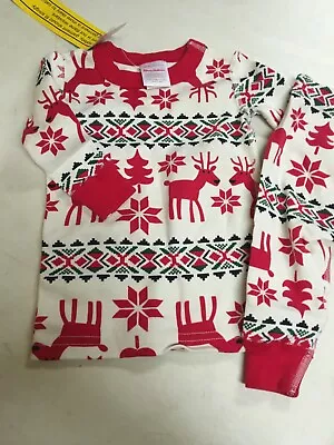 Nwt Hanna Andersson 100% Organic Holiday Reindeer Long Johns Pajamas 60  3  6 Ms • $15