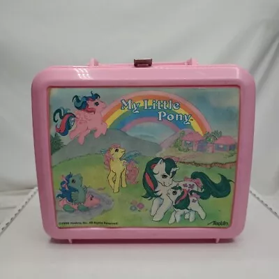 Vintage 1986 My Little Pony Aladdin Pink Plastic Lunch Box & Thermos Rainbow • $24.99