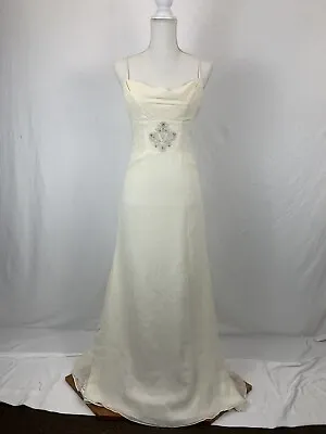 Nicole Miller Wedding Bridal Gown 100% Silk Ivory Boho Beaded Size 4 • $324.99
