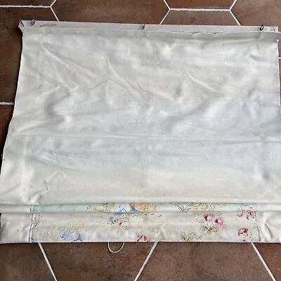 Vintage Linen Roman Blind Trimmed In A Toile Fabric. 68cm Wide X 110cm. • £20