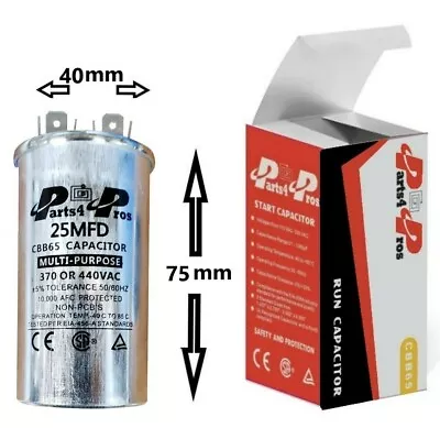 25 UF MFD 370/440 V AC High Quality Oil Motor Run Capacitor 40x75mm CBB65 • $11.55