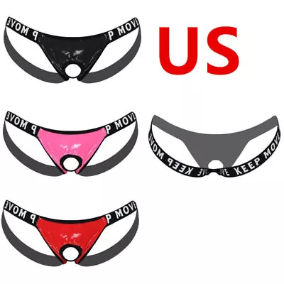 US Men's Underwear Jockstrap Sexy Patent Leather Strap Hollow Out Thong G-string • $7.59