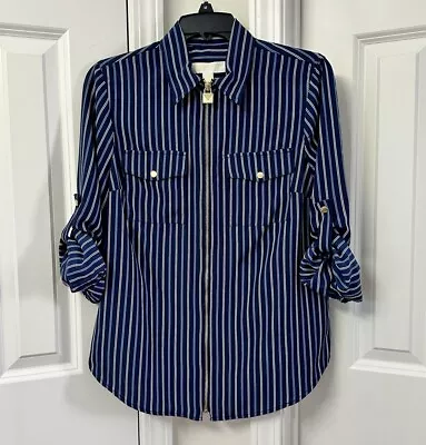 MICHAEL Michael Kors Women's Multi Stripe Dog Tag Shirt Size-M • $28.50