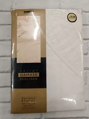 Cream Damask Curtains 66x72  BNWT CG W32  • £7.99