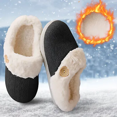 Womens Mens Slippers Memory Foam Fuzzy Lining Slip On House Shoes Indoor Outdoor • $16.99