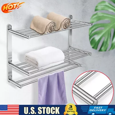 3 Layers Bathroom Wall Mounted Towel Rack Towel Rack For Hotel Stainless Steel • $31.35