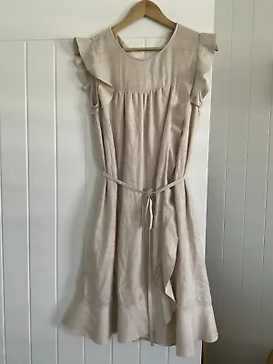 Isabel Marant Sonia Silk Ruffle Dress Waist Tie Sz 40 Ecru • $150