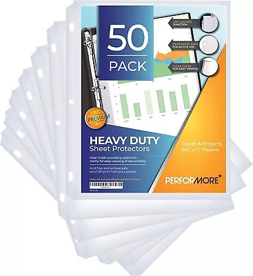 50 Sheet Protectors Heavy Duty 8.5 X 11 Inch Clear Page Protectors For 3 Ring B • $11.97