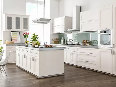 All Wood RTA 10X10 Glacier White Transitional Kitchen Cabinets Shaker Modern • $3999.99