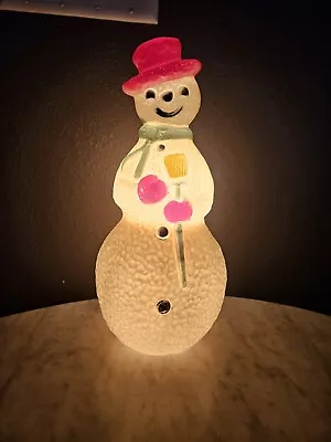 Vintage Blow Mold Hard Plastic Celluloid  Dimple Snowman Light  13  • $70