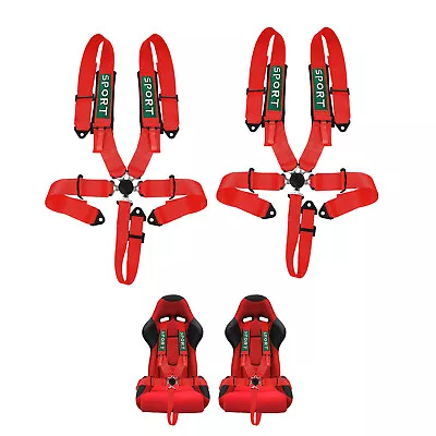 2X Red 5-Point Safety Seat Belt Cam-Lock ATV GO Kart Racing Harness Shoulder Pad • $113.99