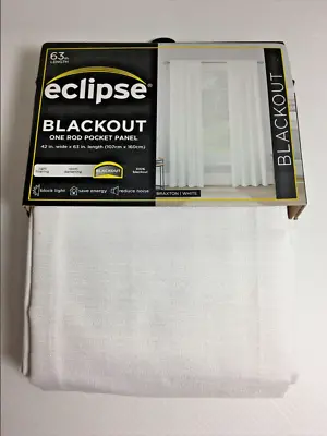 Eclipse Thermaback Blackout Curtain Braxton White Single Rod Pocket Panel 42x63 • $12.99