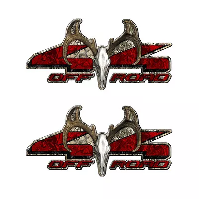 4X4 OFF ROAD Truck Decal With Deer Buck Skull And Camouflage 2 Pack A003BU • $13.99