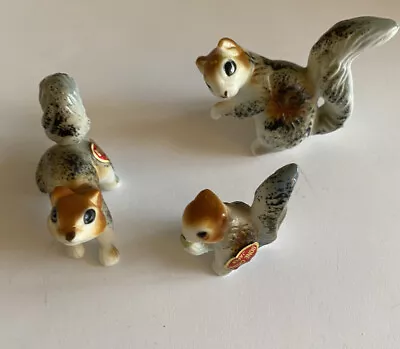 Bone China Squirrels Set Of 3 Vintage Miniature Animal Figurines Made In Japan • $9.98