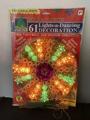 $59.99 • Buy 1992 HOLIDAY SPIRIT Indoor Tinsel Holiday Lights 61 Lights Treetop￼ Wall Decor
