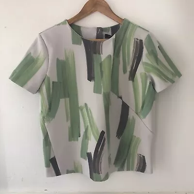 M&S Autograph Brush Strokes Print Top UK 12 • £12.99