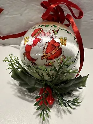 Vintage Mistletoe THE KISSING BALL Christmas Tree Ornament Santa Mrs Claus • $25