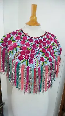 Authentic Mexican Shawl Mananita Cover Up Poncho Jorongo Hand Made. Hand FLORAL • $75