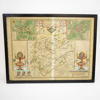 17th Century Coloured Engraved Map Of Rutlandshire • £320