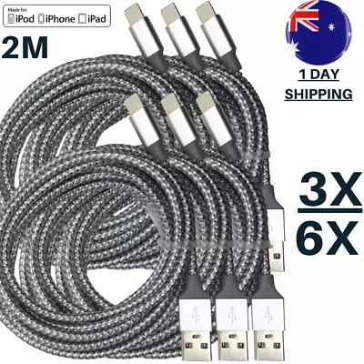 3/6Pack 2M USB Charger Cable Lot For IPad IPhone 12 11 8 7 6 Charging Cord Bulk • $16.42