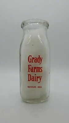 Grady Farms Dairy Waterloo IOWA IA Square Pyroglazed Half Pint Milk Bottle • $14.99