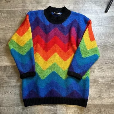Vintage Field Gear Rainbow Pride Mohair Blend Sweater In Oversized Small Fit • $45