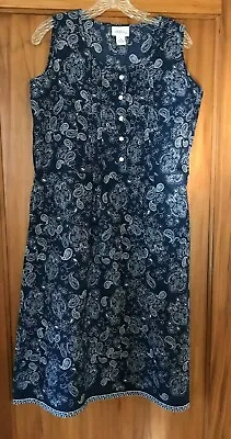 Vermont Country Store Bandana Dress/Jumper Navy 100% Cotton Size M • $35