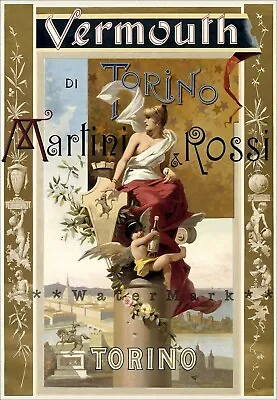 Martini Rossi 1895 Vermouth Bianco Vintage Poster Retro Style Italian Print • £20.80