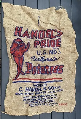 Rare Vintage Burlap Potato Sack Handels Pride Brand California 100lb Bag • $12.95